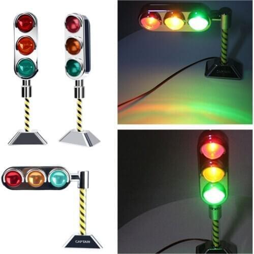 2PCS 12V Mini Car Traffic Signs Road Light Block LED Children Safety Education Traffic Light Car Decorative Lamp Warning Lights