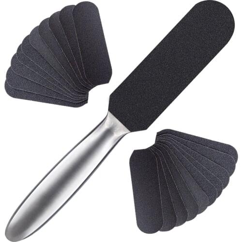200pcs 13.2*4.1cm Foot Rasp Replacement Refill Sandpaper Cloth Sanding Paper Pedicure Stainless Metal Handle Feet Care Files