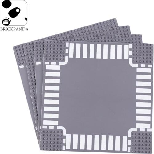 4PCS City Mini Street Gray Runway 32X32 Scene Building Blocks Minifigs Flower and Tree Parts DIY Bricks Children Classic Toys