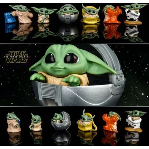 6pcs/set Star Wars Anime Action 4.5-7.5cm Grogu Baby Yoda Collection Figures Model The Mandalorian Doll Children Kid Toy Gifts