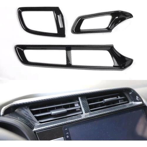 3Pcs Car Interior Accessories For Honda FIT 2014-2018 LHD Car Dashboard A/C Air Vent Frame Stickers Car-styling ABS