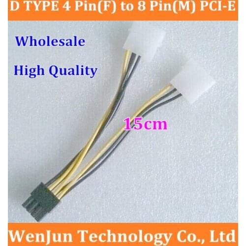 Free Shipping from factory D TYPE 4 Pin(F) to 8 Pin(M) PCI-E graphic card Power cable support GTX280 9800GX2 GTX295