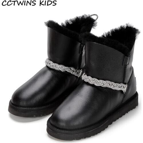 CCTWINS Kids Snow Boots 2020 Winter Girls Fashion Ankle Boots Baby Shoes Children Rhinestone Brand Toddler Warm Fur Shoes SNB235