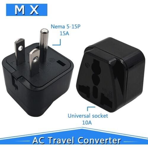 Black whtie 250v 10A / 16A Universal Copper America Grounding US Plug Canada Travel Adapter Plug Converter