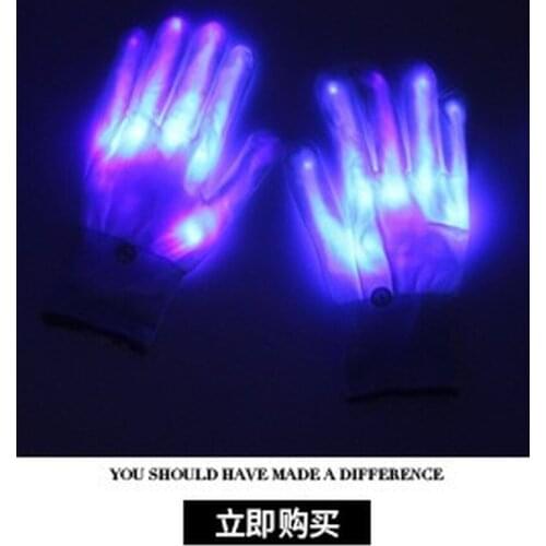 Kids & Adults Led Skeleton Gloves Halloween Luminous Stage Performance Light Up Gloves