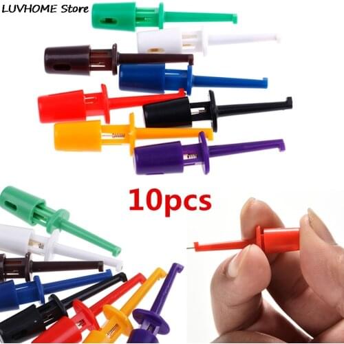 Hot! 10PCS Mini Single Test Hook Clips Test Probes For Electronic Testing IC Grabber Large Round Crocodile Clips Hook Test Clips