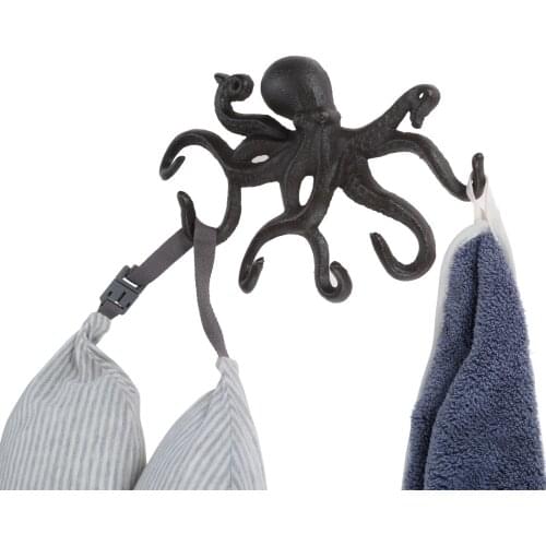 Hot Large Octopus Hook Cast Iron Hanger Housekeeper Wall Vintage Creative Squid Hanging Keys Coat Towel Holder Home Decor
