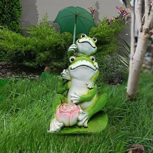 Cartoon Frog Statue Outdoor Figurine Resin Frog Doll Animal Sculpture Garden Courtyard Corridor Pastoral Decorations
