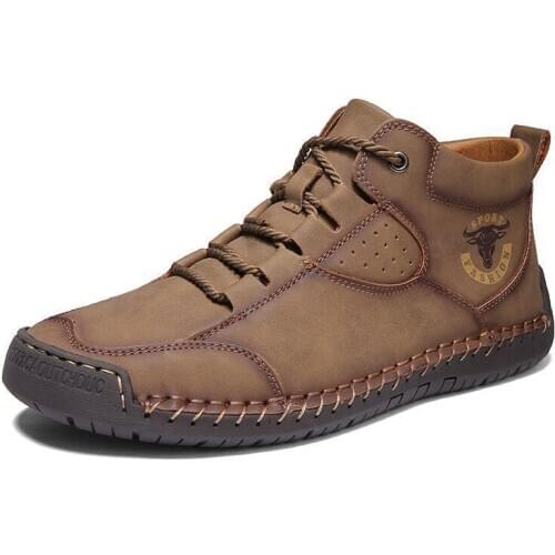 2020 Mens Winter Boots Handmade Leather Mens Ankle Boots Plush Warm Mens Snow Boots Outdoor Cold Protectio Mens Sneakers