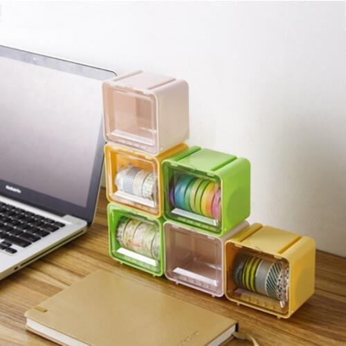 Washi Tape Dispenser Desktop Storage Basket Masking Tape Dispenser Sundries Storage Box Stationery Organizer Office Supplies