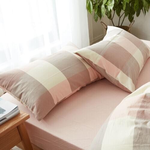 AHSNME Large Plaid 100% Cotton Pillowcase Special Wrinkle Craft Super Soft Summer Fall Simple Sleep pillowcase 50x75cm