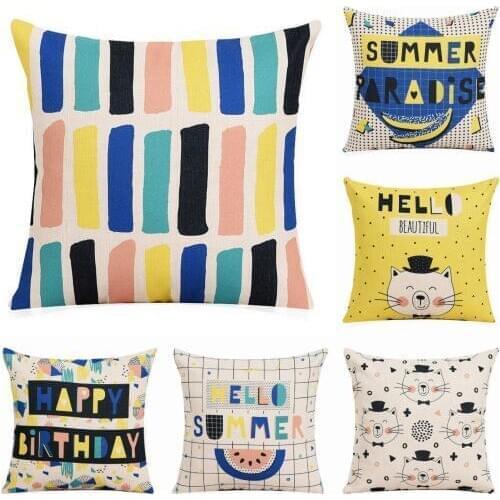 Letter Composition Pillow Case Throw Pillowcase Cotton Linen Printed Pillow Covers for Office Home Textile