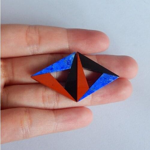New Design,Obsidian,Red River Jasper, Lapis Lazuli ,fashion Intarsia Gemstone earrings bead, 22x22x3mm，4.0g