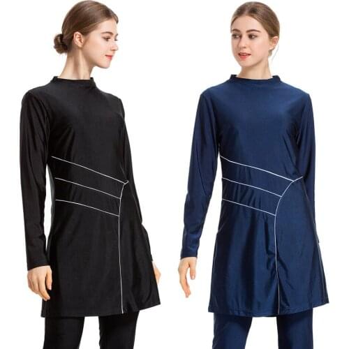 New Muslim Conservative Swimsuit Three-piece Swimwear Women 3 Pieces Beachwear Cover Up Bathing Suit Set With Skirt Lady 2XL 3XL