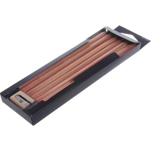 OOTDTY 6Pcs Rainbow Jumbo Multicolor Pencil pen Natural Wood Pens Set Art Drawing Graffiti office stationery