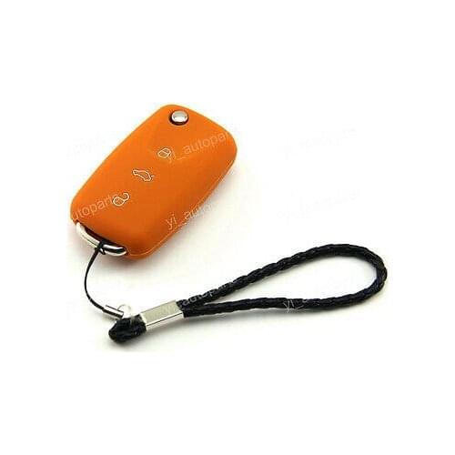 Orange Remote Silicone Case Cover For Skoda Octavia Superb Fabia Flip Key SKOOR