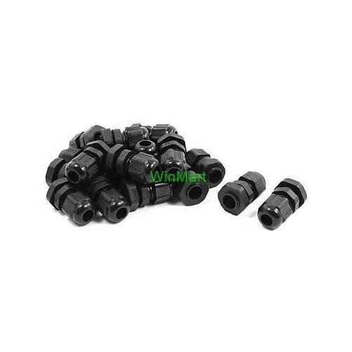 PG7 Waterproof Connector Gland Black 20pcs for 4-7mm Diameter Cable