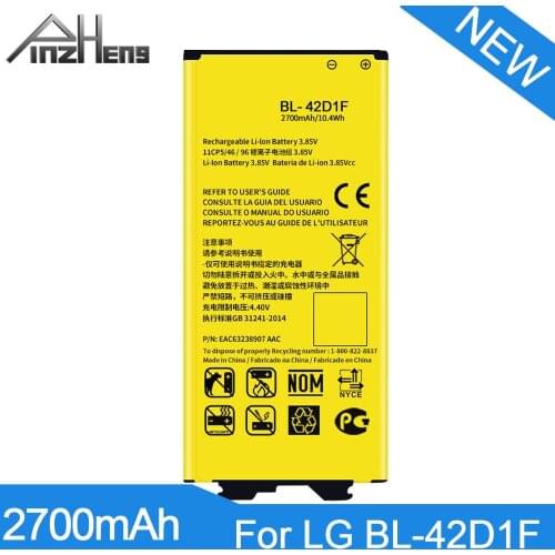 PINZHENG 2700mAh BL-42D1F Phone Battery For LG G5 VS987 US992 H820 H830 H840 H850 H860 H868 LS992 F700 Replacement Bateria