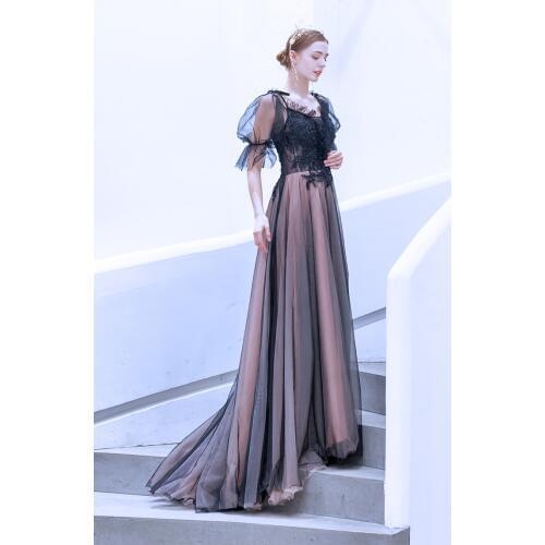 Fairytale Prom Dresses Long Tulle Black Contrast Color Prom Gowns A Line Gown Vestidos Formal Party Dress Robe De Soiree