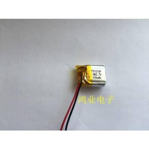 3.7V polymer battery 751518P 100MAH suitable for MP3 MP4 Bluetooth toy sound