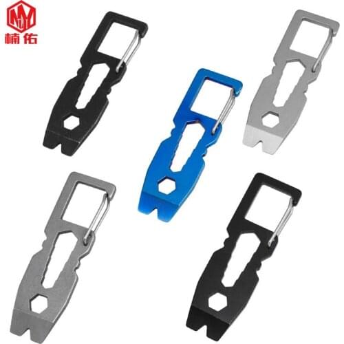 1PCS Portable Mini Stainless Steel Quick-Hanging Carabiner Outdoor Hexagon Wrench Multi-Function Crowbar