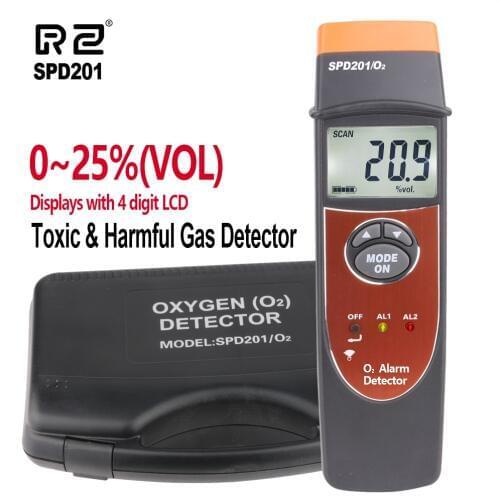 RZ Professional SPD201 Oxygen (O2) Detector Handheld Oxygen Content Meter Monitor Tester 0-25% VOL Gas Detector O2 Gas Tester