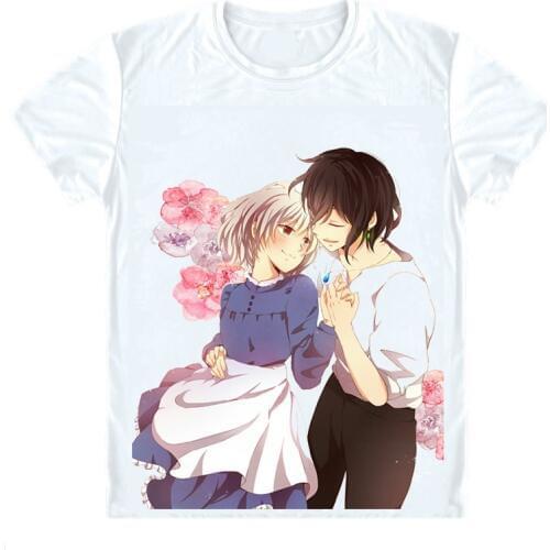 Howls Moving Castle T-Shirts Multi-style Short Sleeve Shirts Miyazaki Hayao Hauru no ugoku shiro Howl Sophie Cosplay Shirt