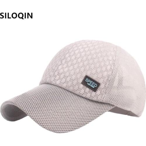 SILOQIN Adjustable Size Mens Mesh Caps New Summer Ultra-thin Breathable Baseball Cap Snapback Hat Bone Womens Black Sports Hat