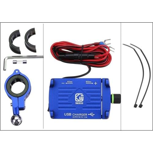 CNC Aluminum Super Solid Stable Motorcycle Handlebar Phone Holder GPS Mount+USB Charger 2.5A/QC3.0 3A Fast Charging With Switch