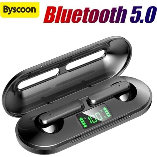Byscoon TWS Earphones Bluetooth-compatible 5.0 Wireless Earphone with Mic Sports Waterproof Wireless Headsets For OPPO samsung