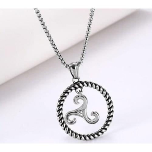 Vintage Punk Stainless Steel Woven Nordic Wind Rune Amulet Pendant Necklace Glamour Mens Rock Party Jewelry