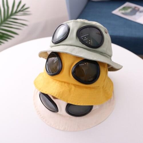 Spring Summer Children Bucket Hats Kids Boys Girls Aviator Glasses Decoration Fisherman Visor Hat Sun Cap Hat Photography Props