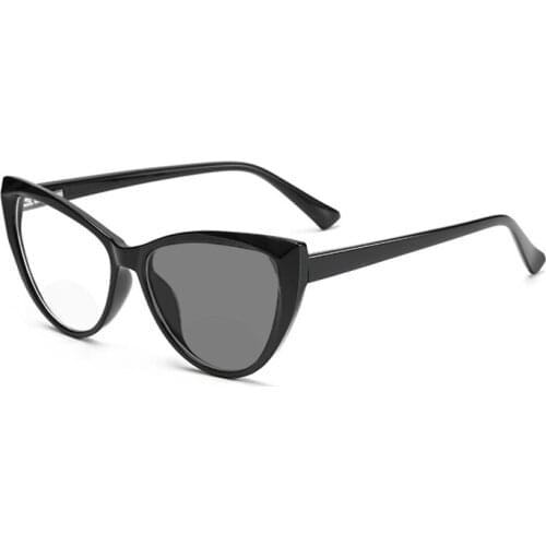 Women Cat Eye Bifocals Photochromic Reading Sunglasses Female Look Near Far Presbyopic Eyeglasses Automatic Discoloration Gafas