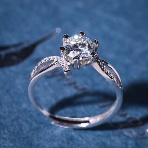 Rings jewelry women sterling silver 925 intage aesthetic wedding jewelry D color 1ct 2ct Resizable luxury moissinate couple ring