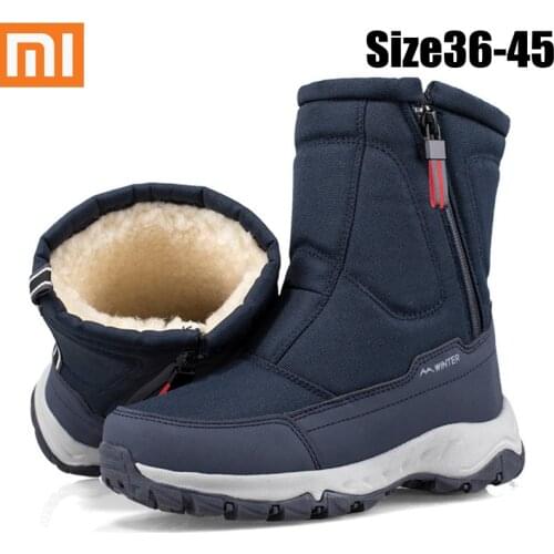 Xiaomi Winter Mens Cotton Shoes Thickened Couple Snow Boots Plus Velvet Warm Side Zipper Outdoor Leisure Short Boots For Cold