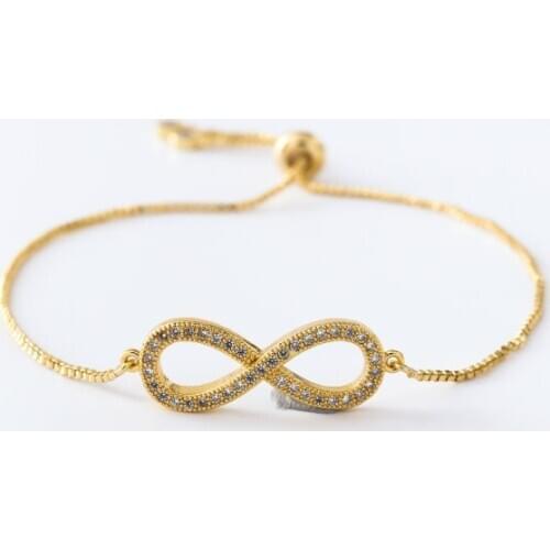 Gold silver Chain micro pave cz Zircon Cubic Zirconia bracelet rope adjusted Macrame eight Bangle cj3r2 Fashion women