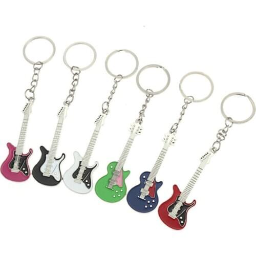 1 piece Guitar Keychain Creative Design Bass Guitar Musical Instrument Keychain Gift Fashion Pendant