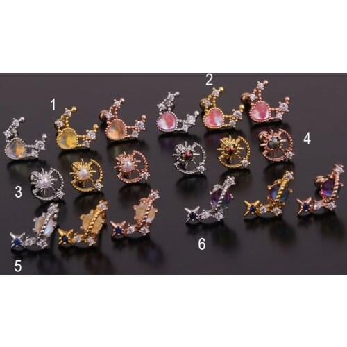 1Pc high quality Stainless Steel Silver Piercing Cartilage Helix Tragus Conch Rook Helix Jewelry Stud Earring Piercing Jewellery