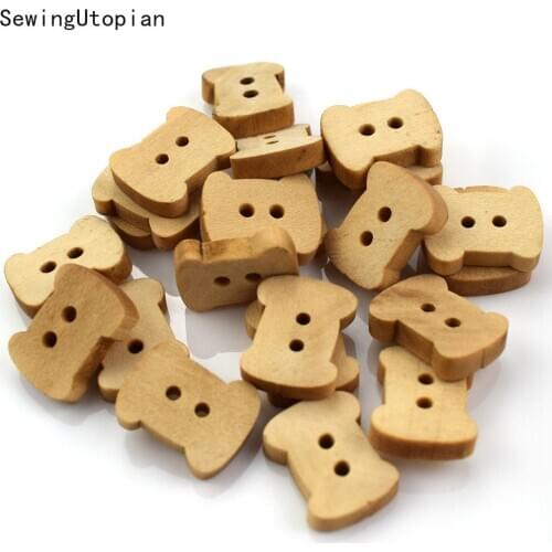 100PCS Christmas Tree Cartoon Wood Buttons for Clothing Sewing Scrapbooking DIY Home Decor Wooden Button Accessories