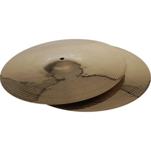 2 Pieces Alloy Hi Hat Cymbals 14inch for Drum Set Parts, Golden
