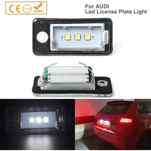 2PCS super bright LED License Number Plate Light Canbus Auto accessory styling For Audi A3 A4 B6 B7 S4 A6 A8 Q7 RS4 RS6 S8 A5