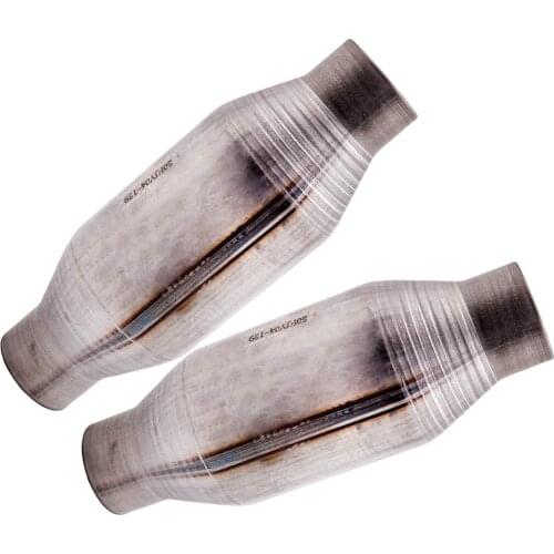 2pcs 2 1/4 Inch Universal Catalytic Converter High Flow Exhaust Pipe Reversible