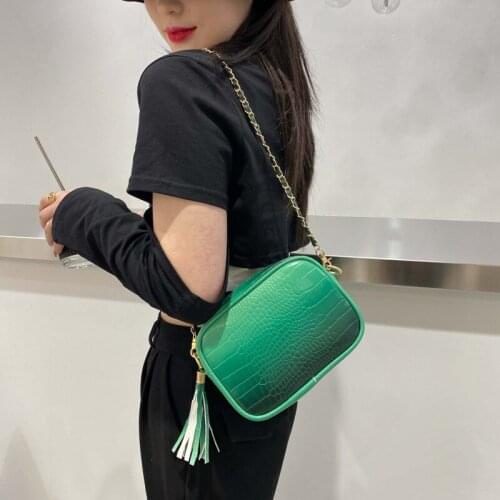2021 Women Tassel Corssbody Bags Colorful Shoulder Messenger Bag Luxury Handbag Fashion Pu Leather Crocodile Pattern Square Bags