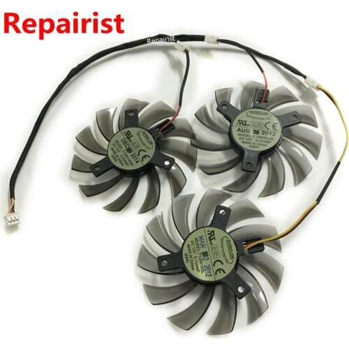 3pcs/set 3pin 75MM PLD08010S12H GTX970 VGA GPU Cooler Fan For Gigabyte GTX 970 Windforce G1 Graphics Cards As Replacement