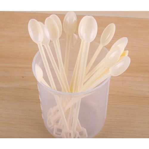 500Pcs Handle Coffee Plastic Spoon Safe Tea Coffee Ice Cream Stick Stirring Bar Disposable Utensil Bar Creative Coffee Spoon