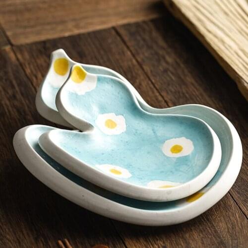 9 Inch Japanese Shaped Ceramic Western Ramen Plate Home Gourd-shaped Main Dish Dumpling Sushi Dessert Plate Kitchen Tableware