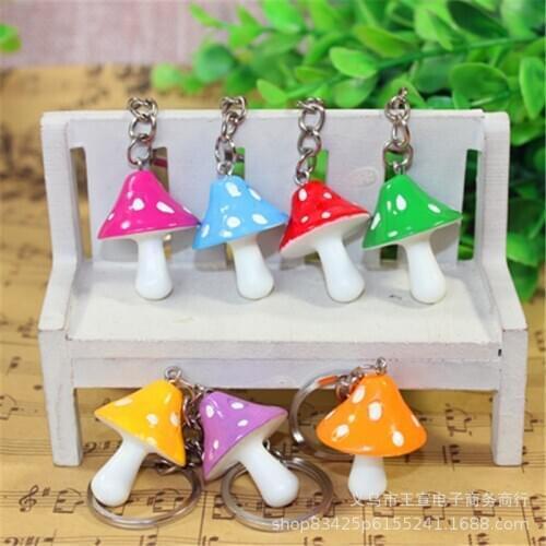 Acrylic Cute Simulation Mini Mushroom Keychain Lovely Keyring Backpack Pendant Women Girl Men Key Chain Trinket Gift