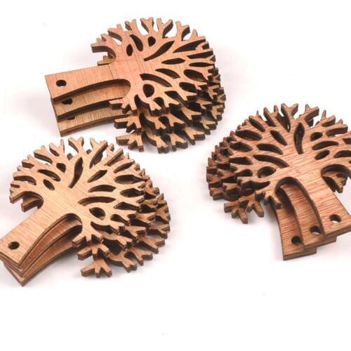 No Hole Natural Vintage Tree Wood Slices Carfts For Home Decoration DIY Sewing Natural Wooden Ornaments 10pcs 45X59mm m1604