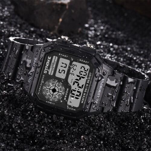 SYNOKE Military Men Watch Digital Waterproof Outdoor Sports Watches Solid Color Clock relogio masculino militar 2020 New Gifts