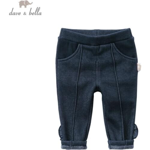 DB14850 dave bella winter baby girls fashion solid ruched pockets pants children full length kids pants infant toddler trousers